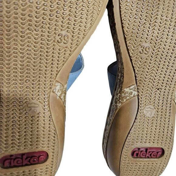 Rieker Womens Blue Embellished Open-Toe Sandals Slip On Boho Sequins Vacation 39 - Picture 5 of 12